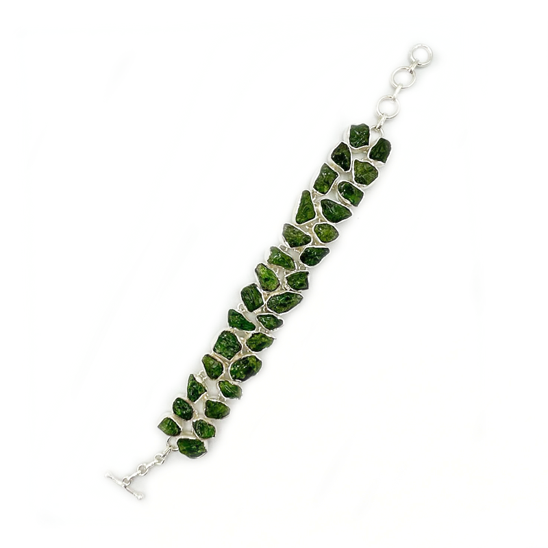 chrome diopside chunky sterling silver gemstone bracelet