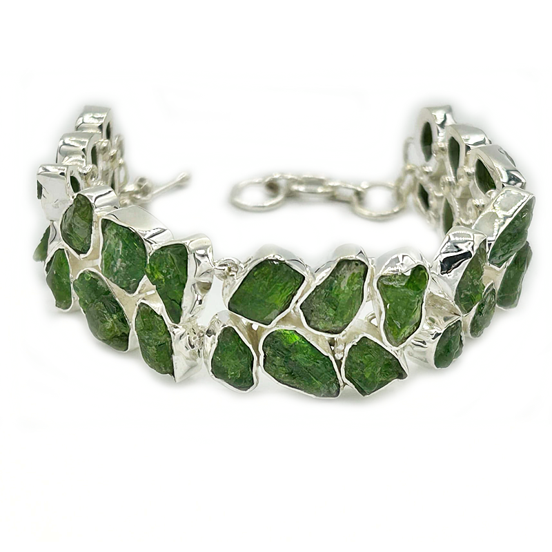 chrome diopside chunky sterling silver gemstone bracelet