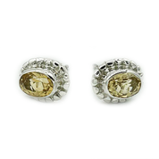 lemon quartz oval stud gemstone sterling silver earrings