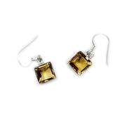 citrine emerald cut sterling silver gemstone earrings