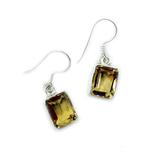 citrine emerald cut sterling silver gemstone earrings