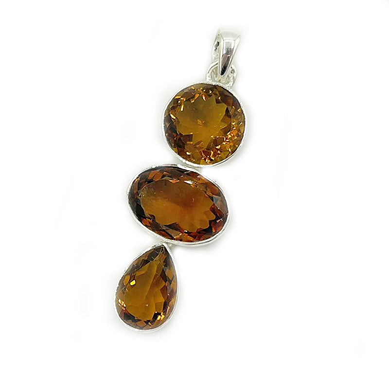 champagne quartz silver gemstone pendant