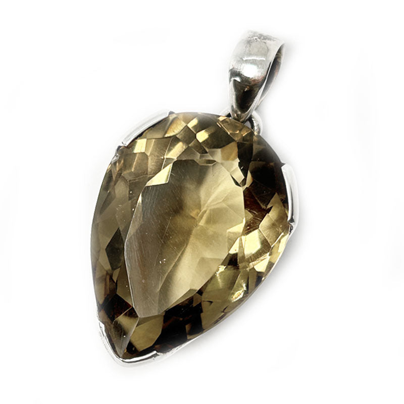 teardrop champagne quartz silver gemstone pendant