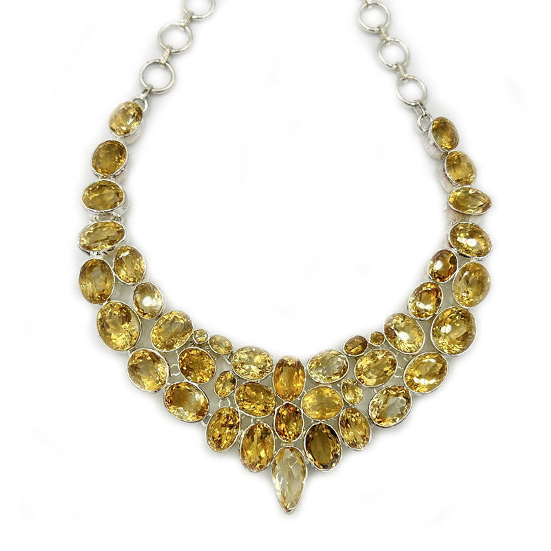 citrine silver gemstone necklace