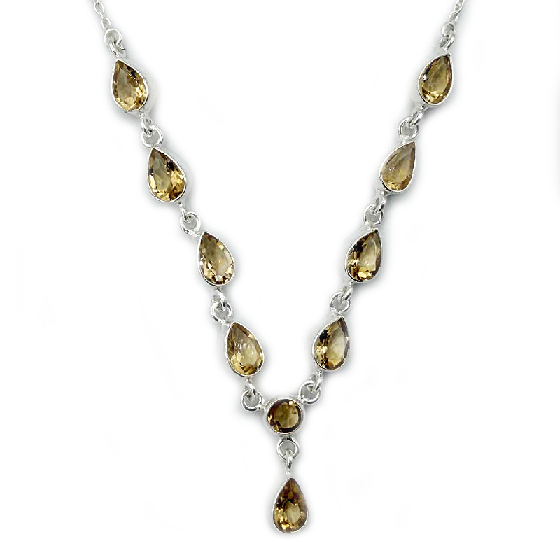 citrine sterling silver gemstone necklace