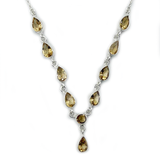 Delicate Citrine Silver Gemstone Necklace