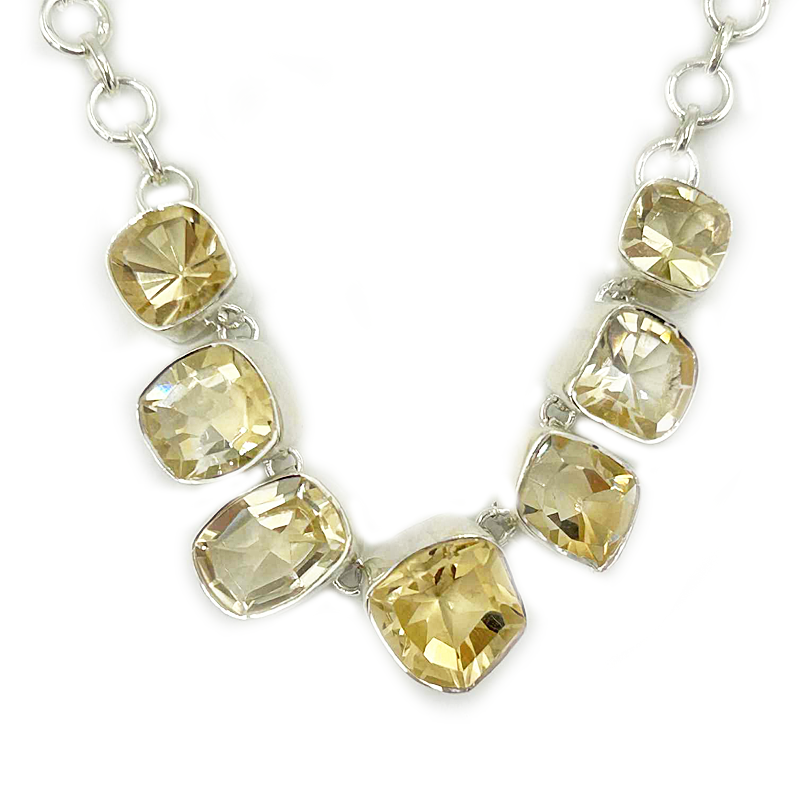 citrine sterling silver gemstone necklace