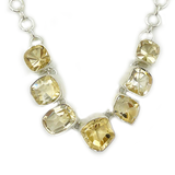 Citrine Statement Choker Silver Necklace