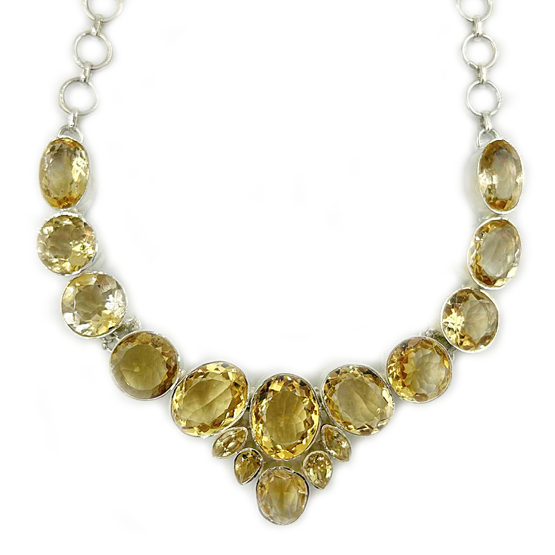 chunky citrine sterling silver gemstone necklace