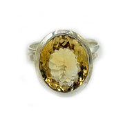 citrine oval silver gemstone ring