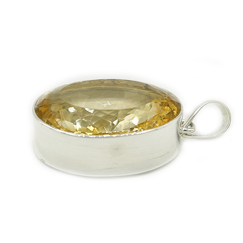 oval citrine silver gemstone pendant