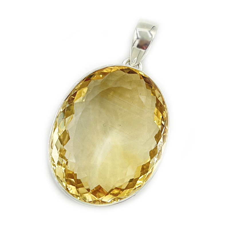 oval citrine silver gemstone pendant