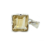 emerald cut citrine sterling silver gemstone pendant
