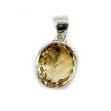 Citrine Oval Checkerboard Cut Pendant