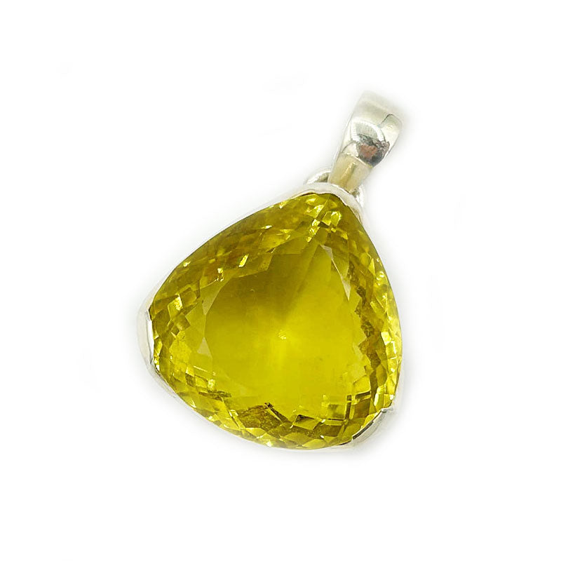 teardrop lemon quartz sterling silver gemstone pendant
