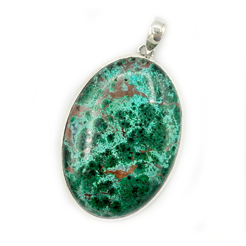 chrysocolla oval sterling silver gemstone pendant