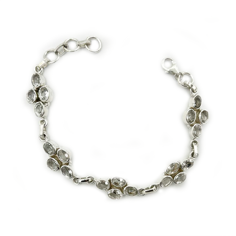 clear quartz sterling silver gemstone bracelet