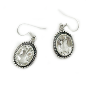 clear quartz oval sterling silver gemstone earrings