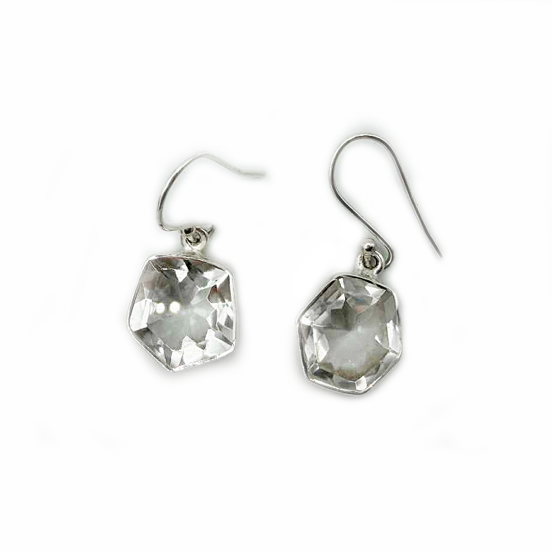 clear quartz sterling silver gemstone earrings