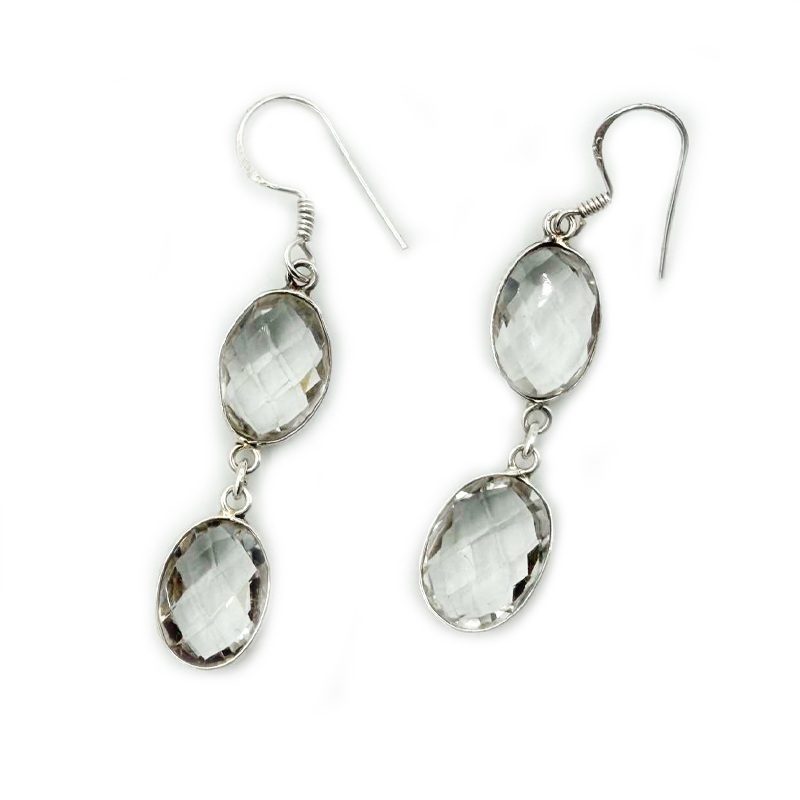 clear quartz sterling silver gemstone earrings