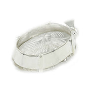clear quartz oval etched silver gemstone pendant