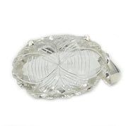 clear quartz oval etched silver gemstone pendant