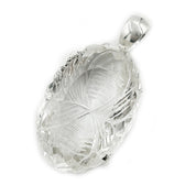 clear quartz oval etched silver gemstone pendant
