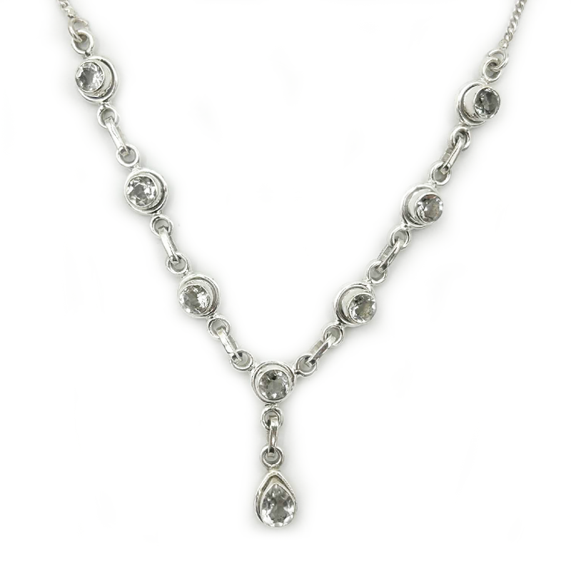 clear quartz sterling silver gemstone necklace