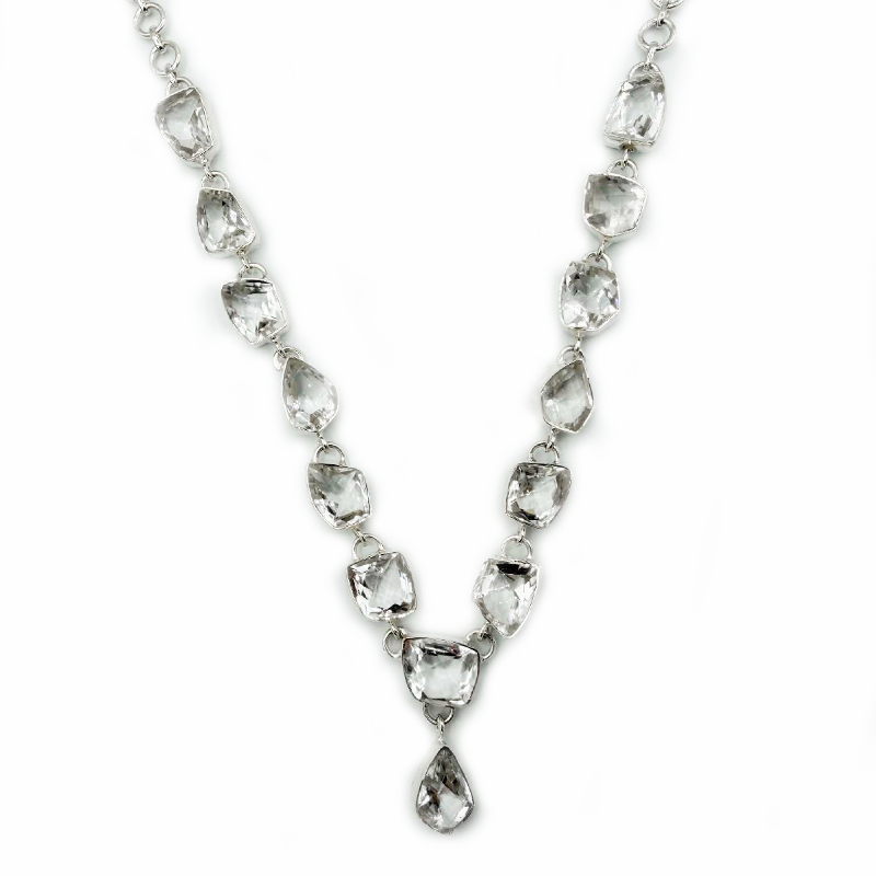 clear quartz sterling silver gemstone necklace