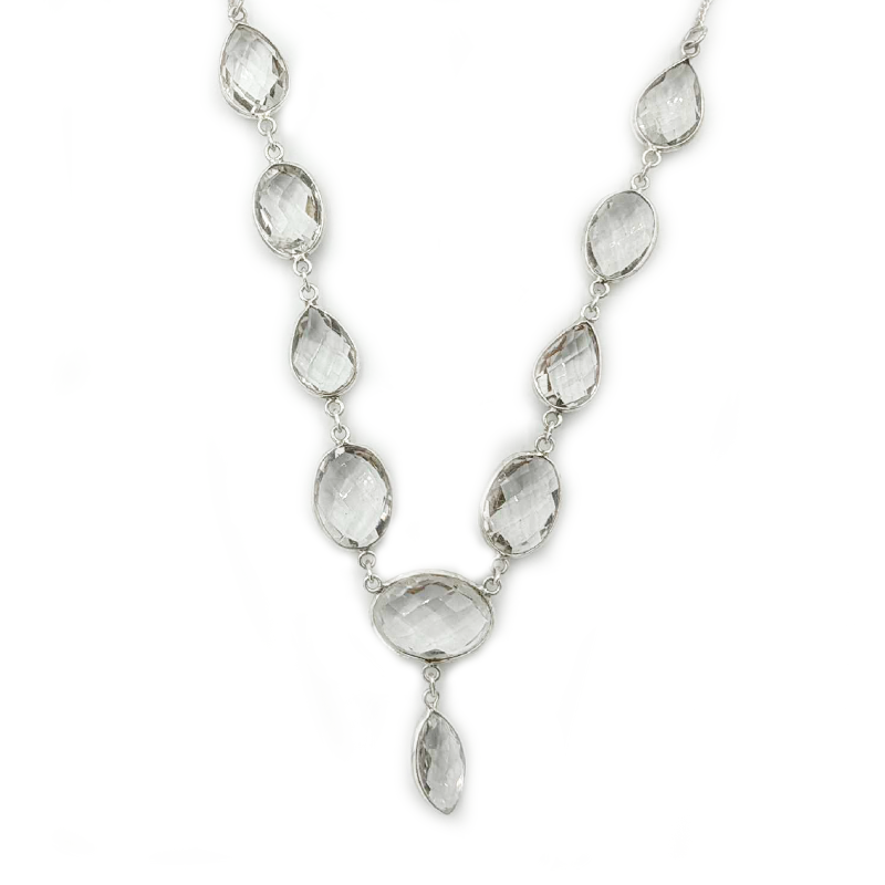 clear quartz sterling silver gemstone necklace