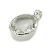 large oval clear quartz sterling silver pendant