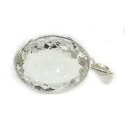 large oval clear quartz sterling silver pendant