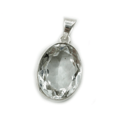 oval clear quartz sterling silver pendant