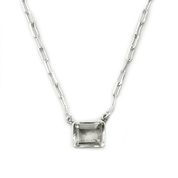 clear quartz emerald cut sterling silver gemstone necklace