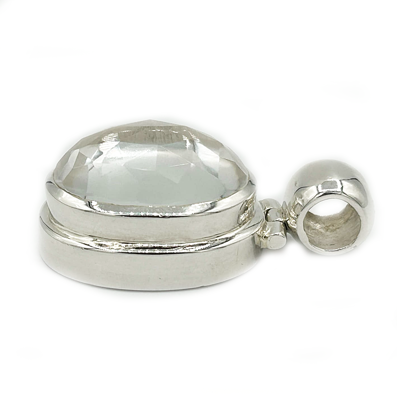 large clear quartz sterling silver gemstone pendant