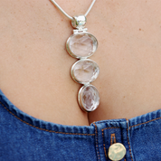 clear quartz large sterling silver gemstone pendant