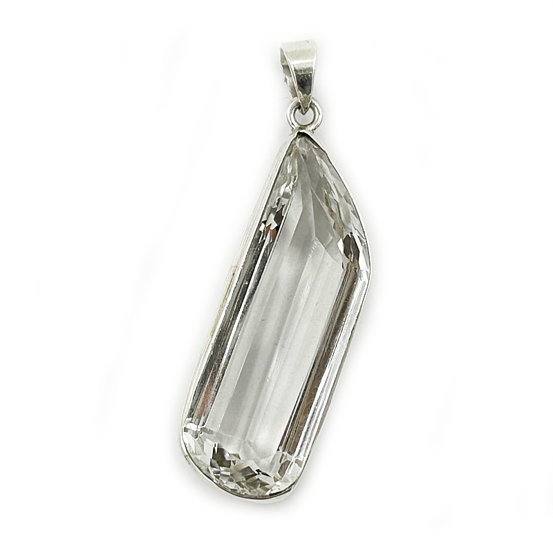 clear quartz sterling silver pendant