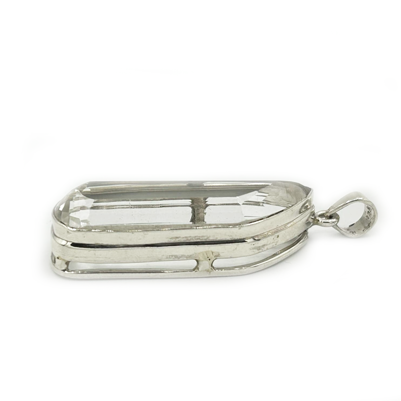 clear quartz sterling silver pendant