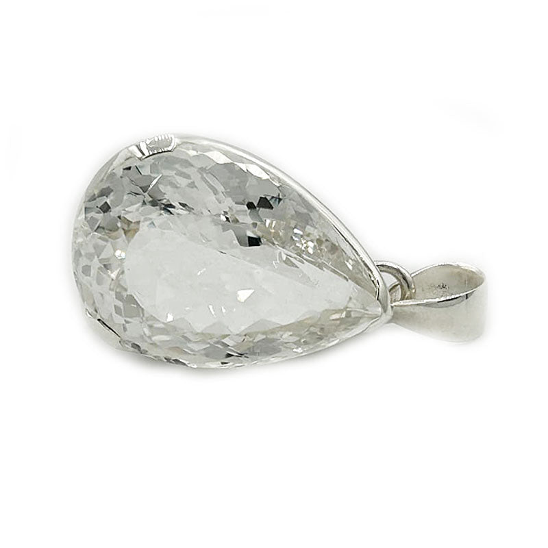 teardrop clear quartz sterling silver pendant