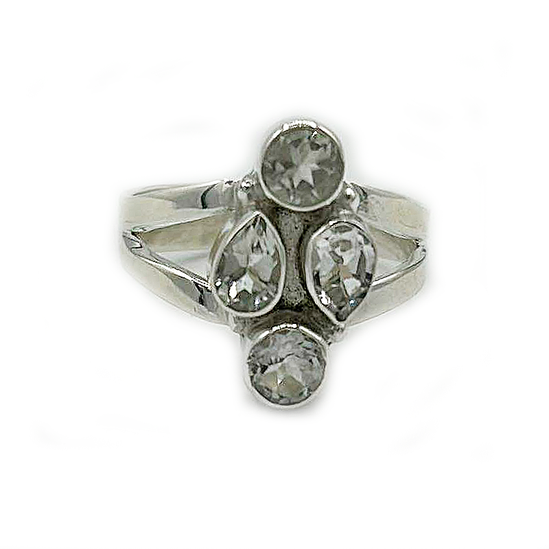clear quartz sterling silver gemstone ring