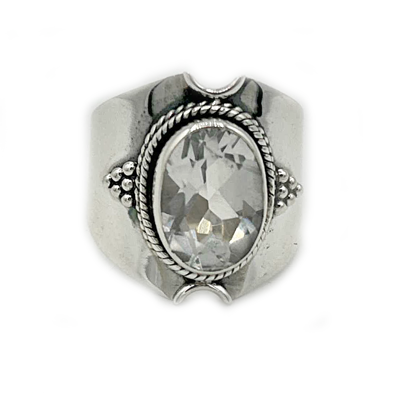 clear quartz sterling silver gemstone ring
