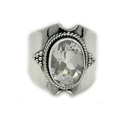 clear quartz sterling silver gemstone ring