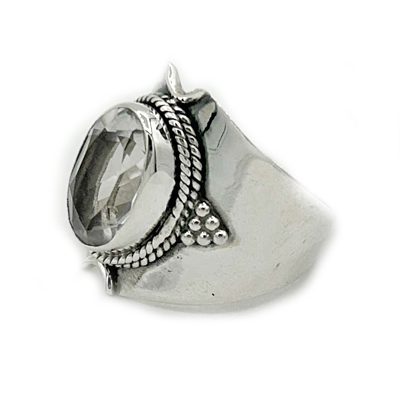 clear quartz sterling silver gemstone ring