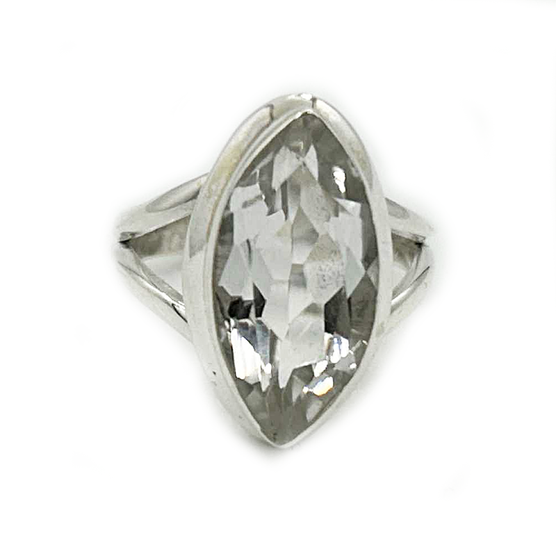 clear quartz sterling silver gemstone ring