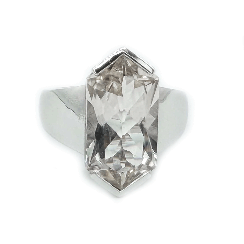 big white topaz sterling silver gemstone ring