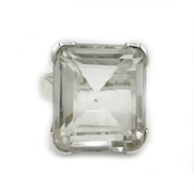 clear quartz emerald cut sterling silver gemstone ring