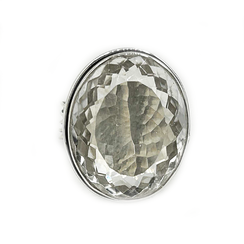 clear quartz sterling silver gemstone ring