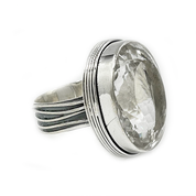 clear quartz sterling silver gemstone ring
