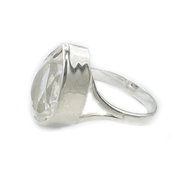 teardrop clear quartz sterling silver ring