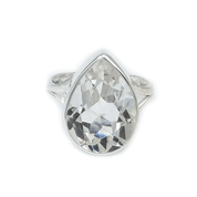 teardrop clear quartz sterling silver ring